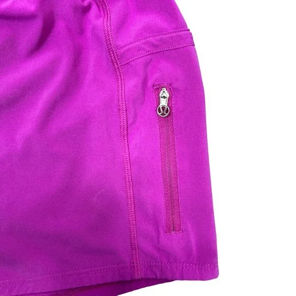 Lululemon Tracker II Running Shorts Sz 12 Fuschia Lined Elastic Waist Zip Pocket - Picture 11 of 11